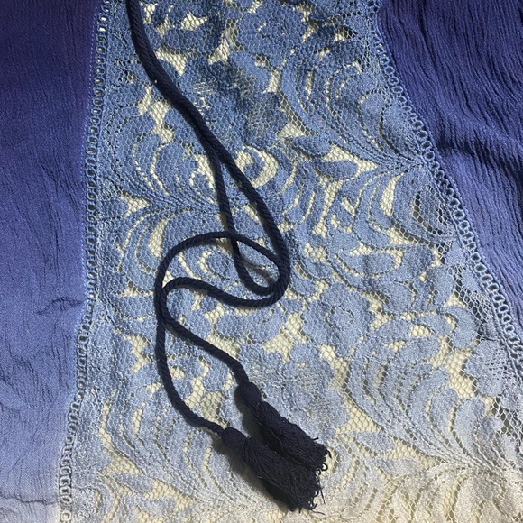 Blu Pepper Blue and Cream Ombre Blouse with blue tassels. Size M - Picture 8 of 8